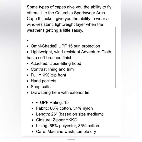 COLUMBIA ARCH CAPE III HOODED BROWN JACKET S - Picture 13 of 13